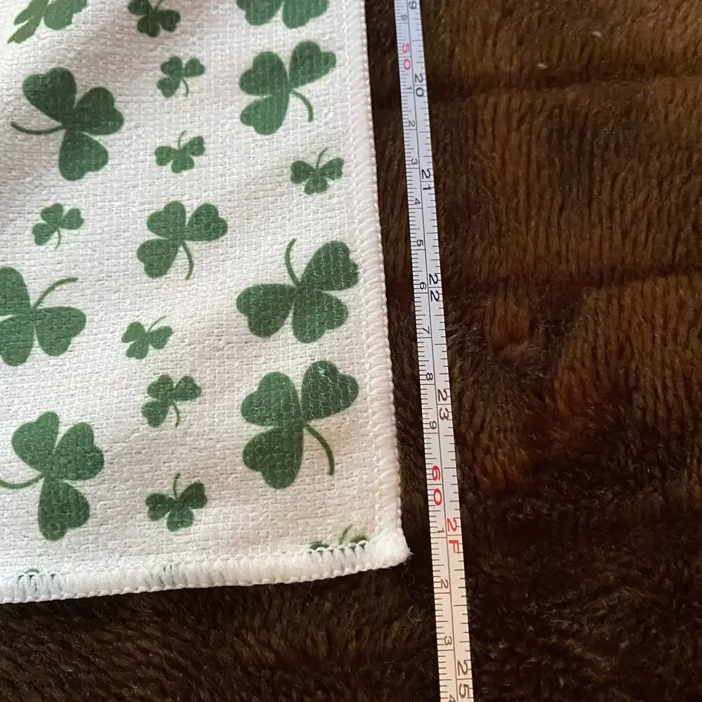 St. Patrick’s Day Green Shamrocks Microfiber‎ Dish Towel 14”x24” UNUSED!